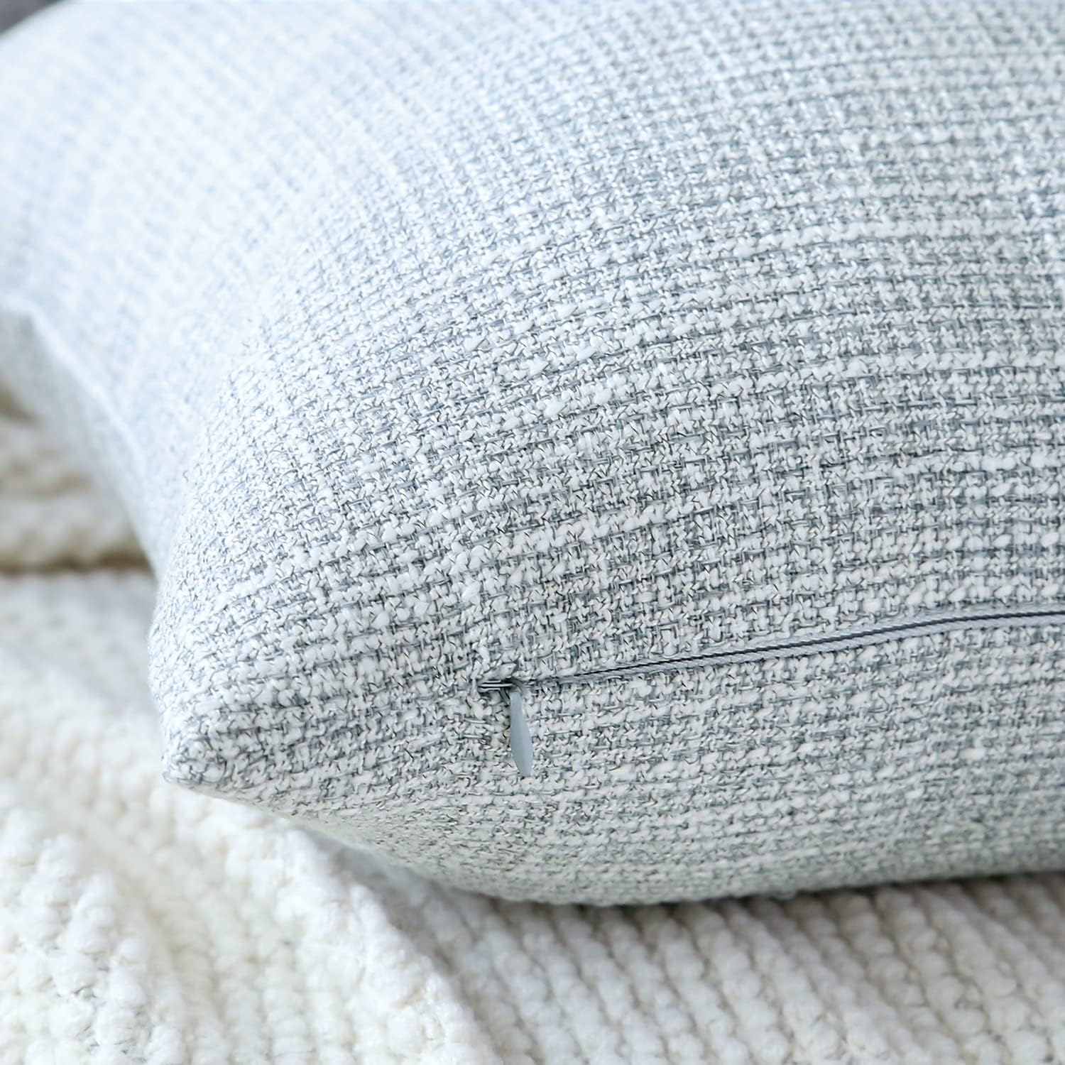 OTOSTAR Linen Throw Pillow Covers Set of 2 Decorative Square Pillowcases Cushion Covers 28x28 Inch for Home Decor Sofa Bedroom Car 70 x 70 CM Blue Grey